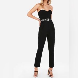 Express Strapless Sweetheart Jumpsuit with Pockets Black Women's Size 00
